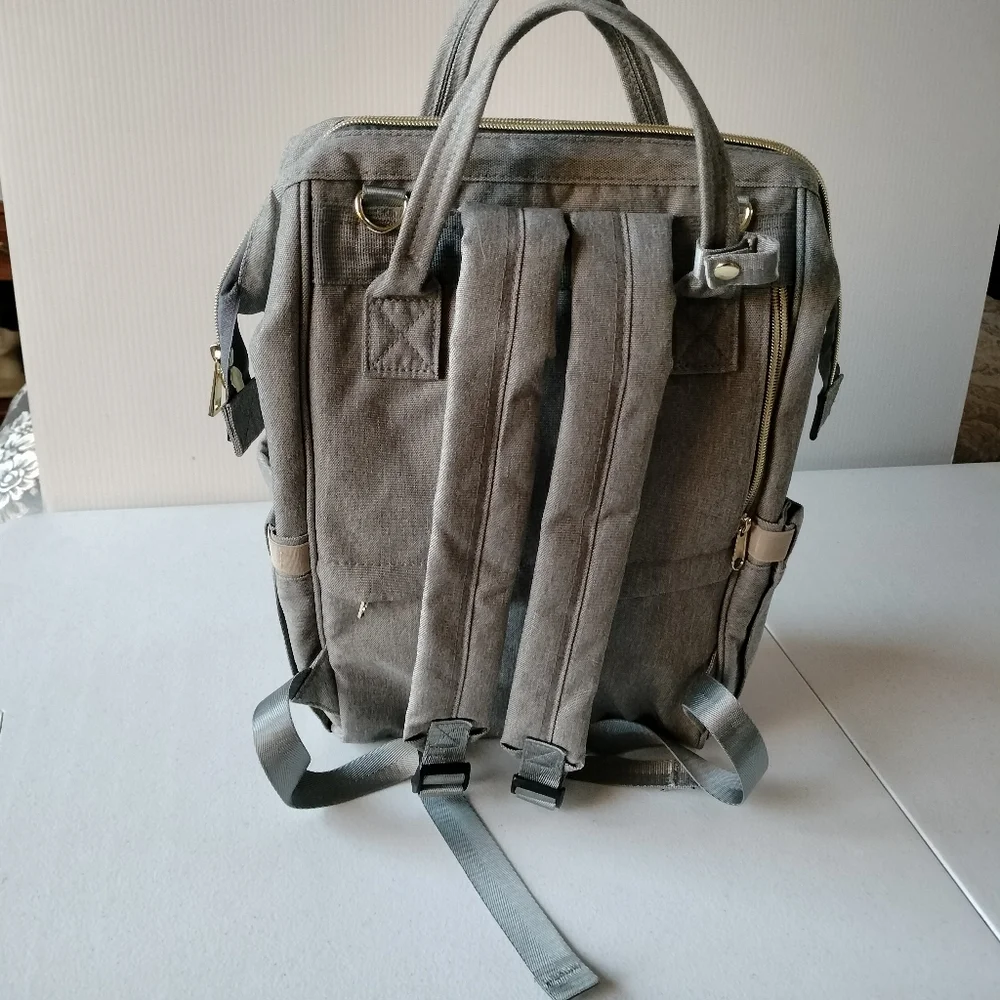 Pofunuo Love Mommy Large gray baby Diaper bag backpack Travel